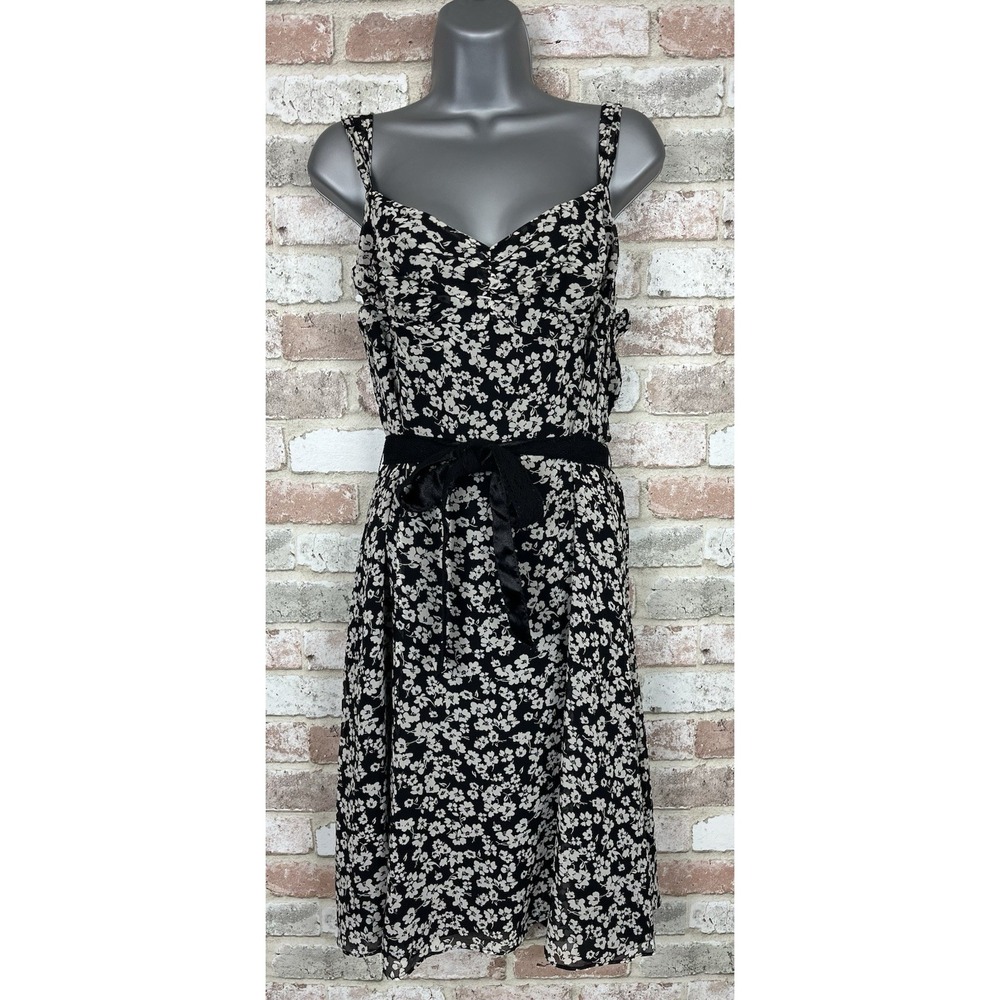 Vintage Y2K Intuitions Floral Silk Midi Dress Sz 12 Cottagecore Feminine‎